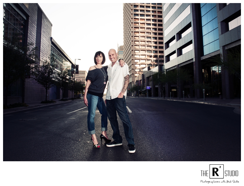 Urban Downtown Phoenix E-Sesh-Sarah & Shawn | The R2 Studio | Phoenix Wedding Photographers