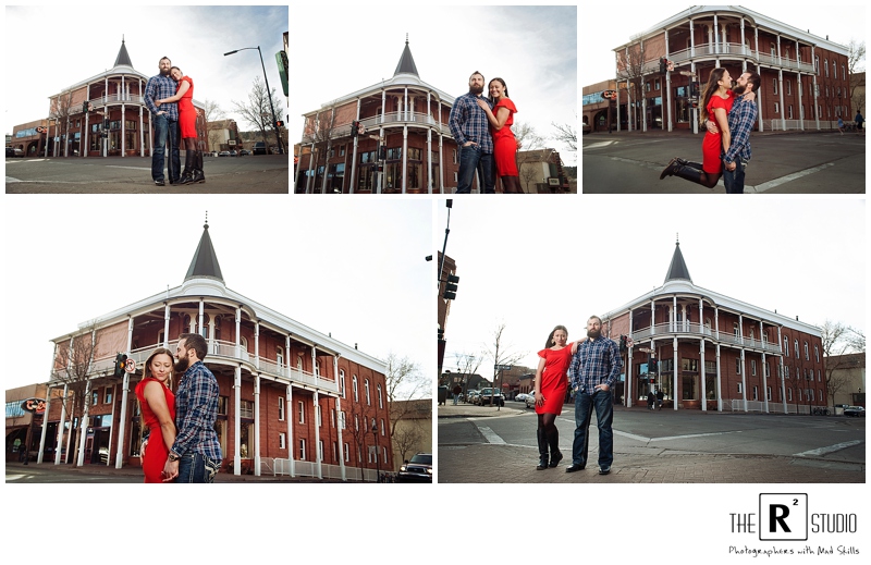 downtown flagstaff winter engagement session